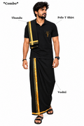 Golden Swami Pocket Polo T Shirt + Veshti + Thundu ( COMBO )