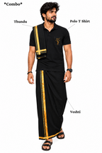 Golden Swami Pocket Polo T Shirt + Veshti + Thundu ( COMBO )