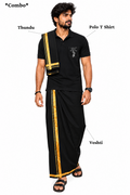 Silver Ayyappa Pocket Polo T Shirt + Veshti + Thundu ( COMBO )