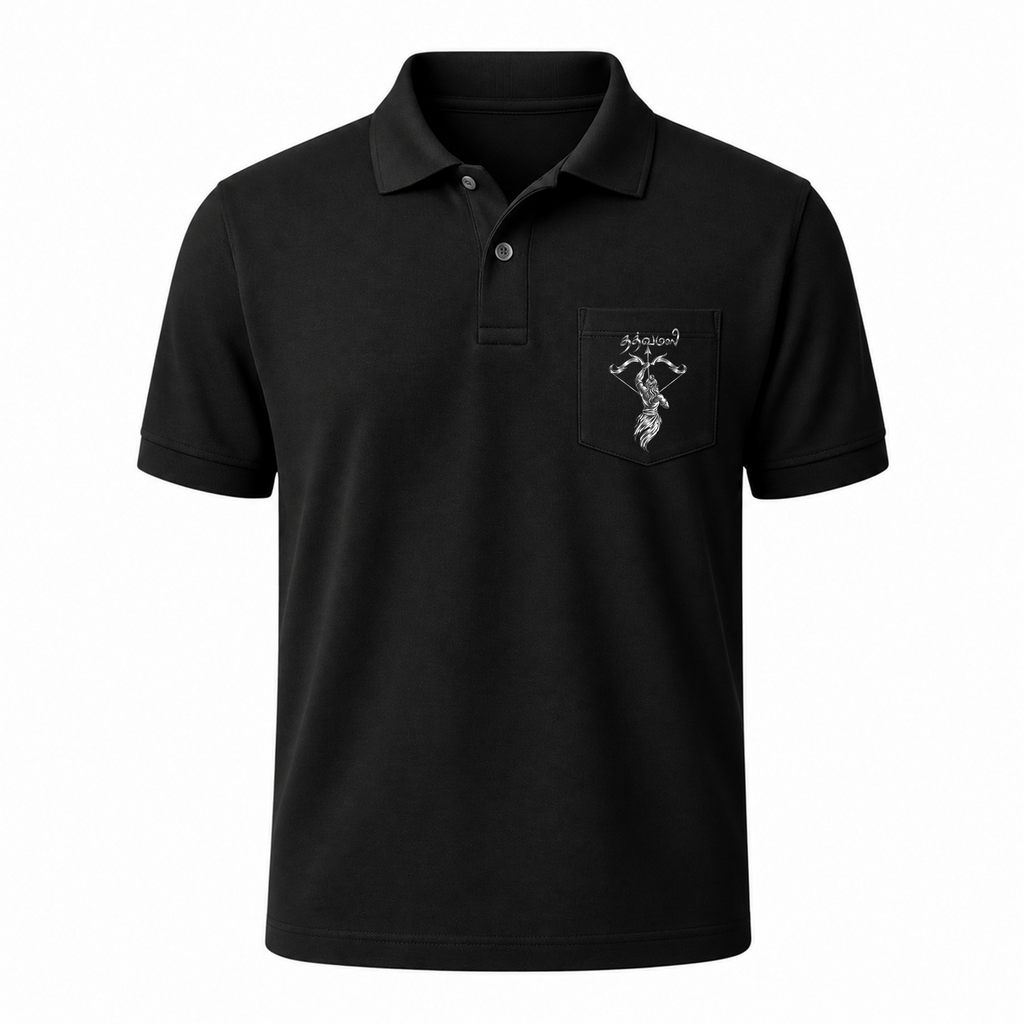 Silver Ayyappa Pocket Polo T Shirt + Veshti + Thundu ( COMBO )