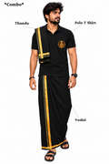 Swami Tiger Ride Pocket Polo T Shirt + Veshti + Thundu ( COMBO )