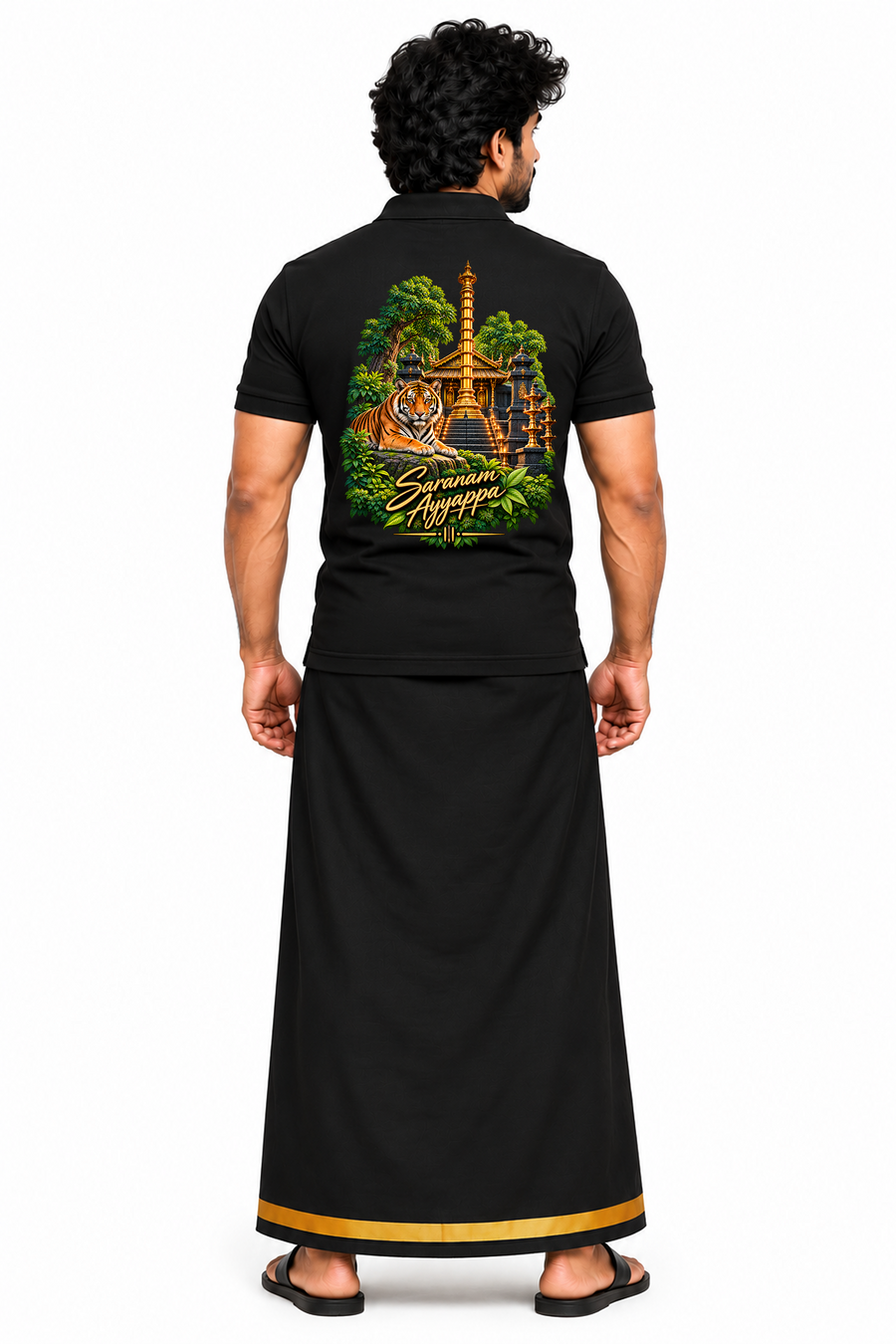 Golden Temple Ayyappa Polo T Shirt + Veshti + Thundu ( COMBO )