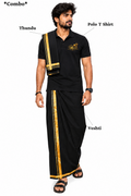 Pambavasan Polo T Shirt + Veshti + Thundu ( COMBO )