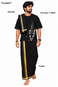 Front Ayyappa Oversize T Shirt + Veshti + Thundu ( COMBO )