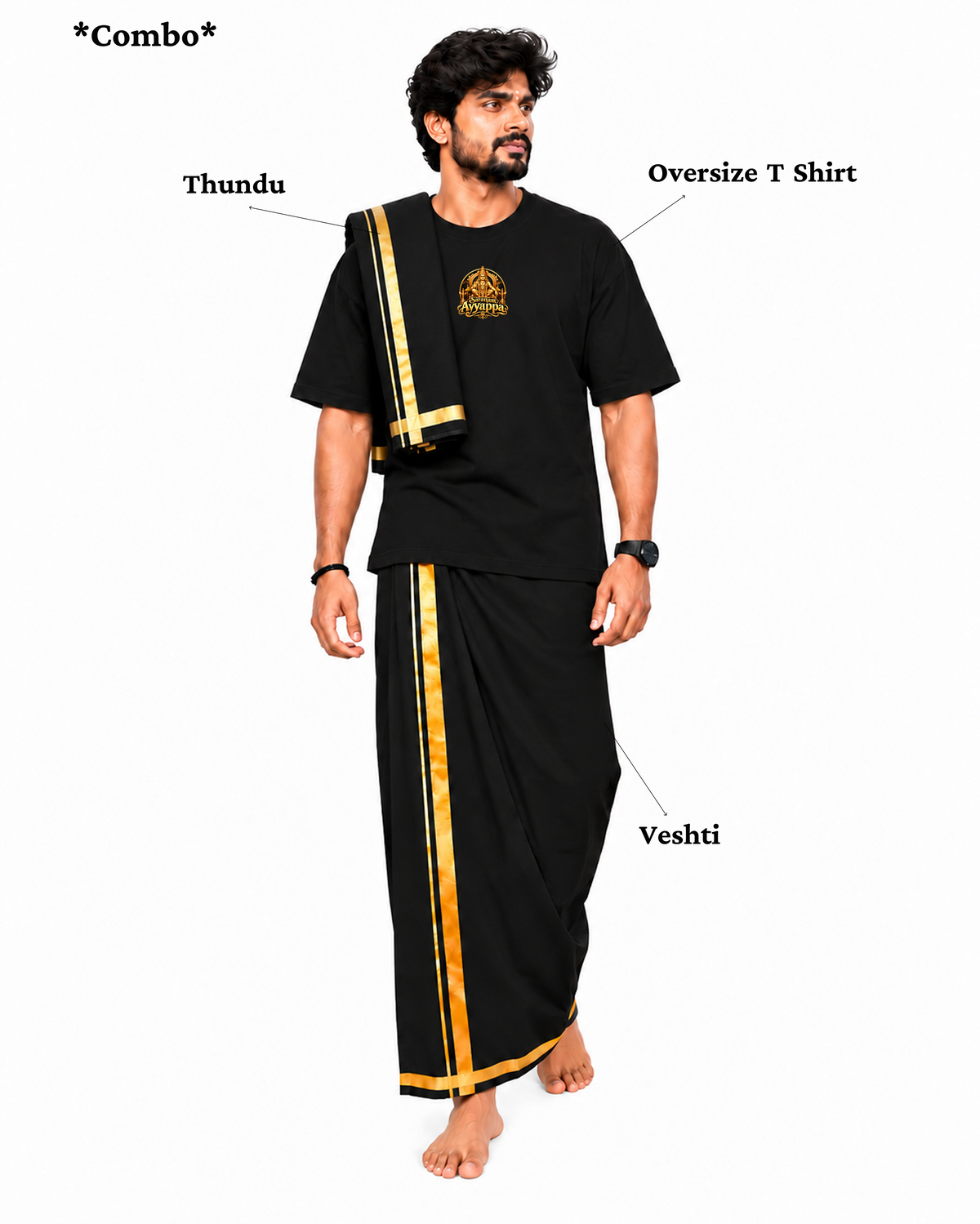 Pon Aandavan Oversize T Shirt + Veshti + Thundu (COMBO)