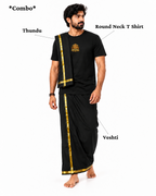 Pon Aandavan Round Neck T Shirt + Veshti + Thundu (COMBO)