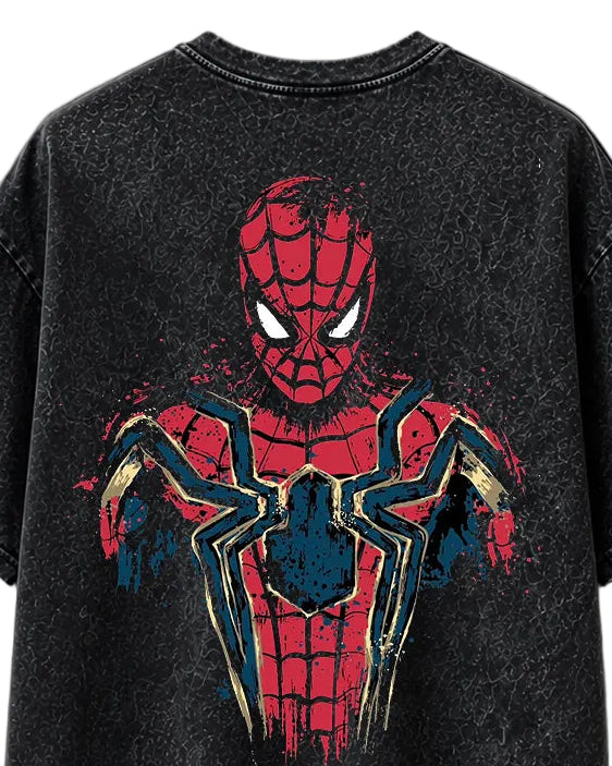 Retro Spider Graphic Acid Wash Tee
