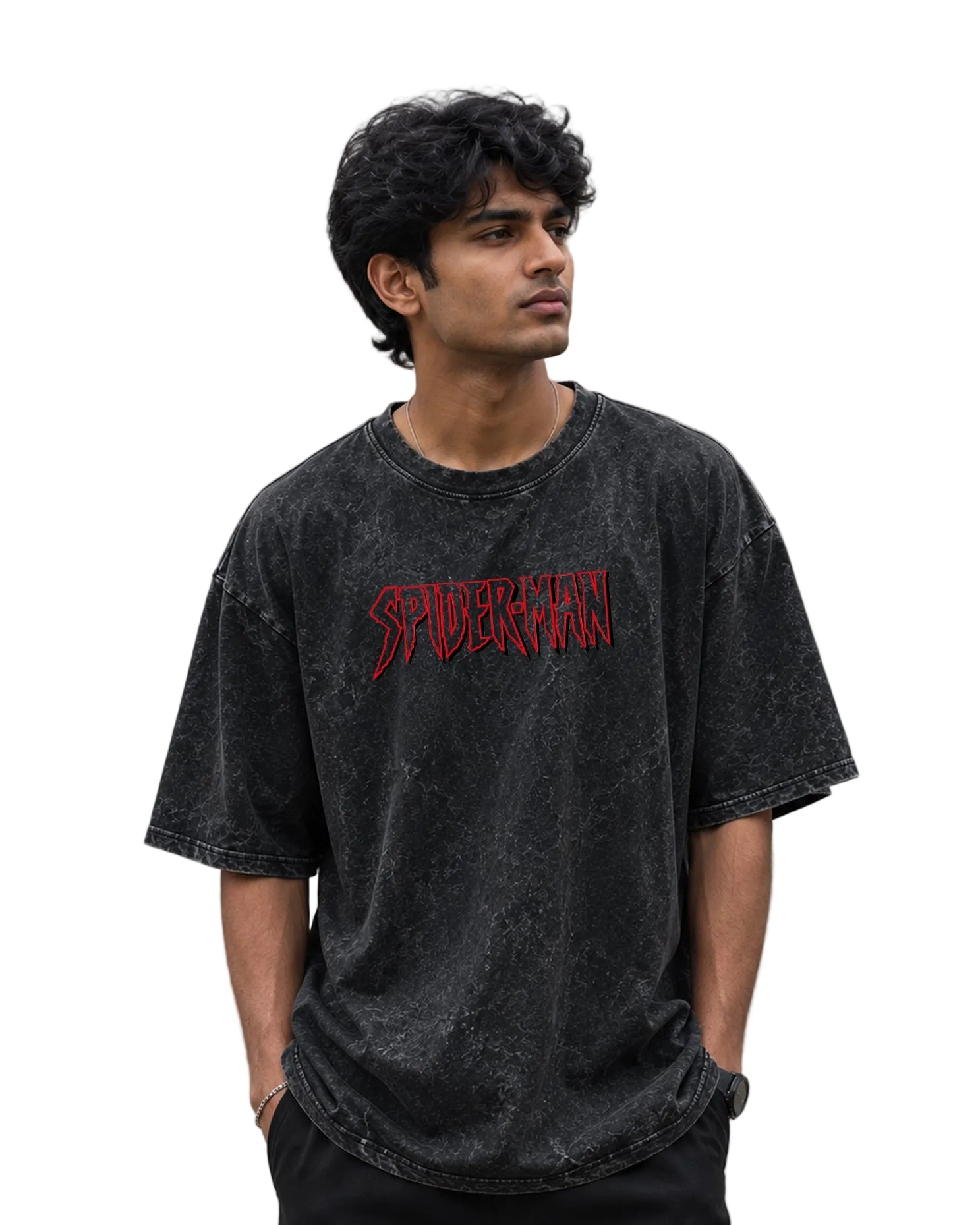 Retro Spider Graphic Acid Wash Tee