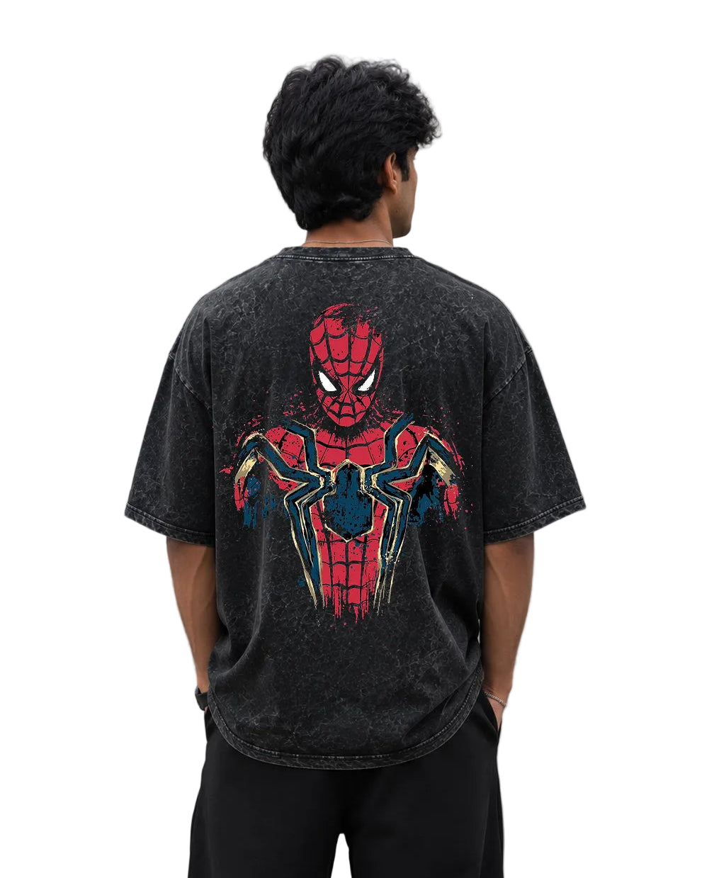 Retro Spider Graphic Acid Wash Tee