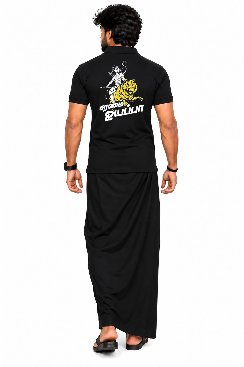 Ayyapa Polo T Shirt + Veshti + Thundu (SILVER COLOR LOGO) ( COMBO )