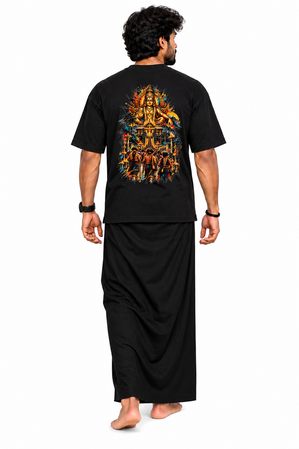 Ayyappa Irumudi Oversize T Shirt + Veshti +Thundu ( COMBO )