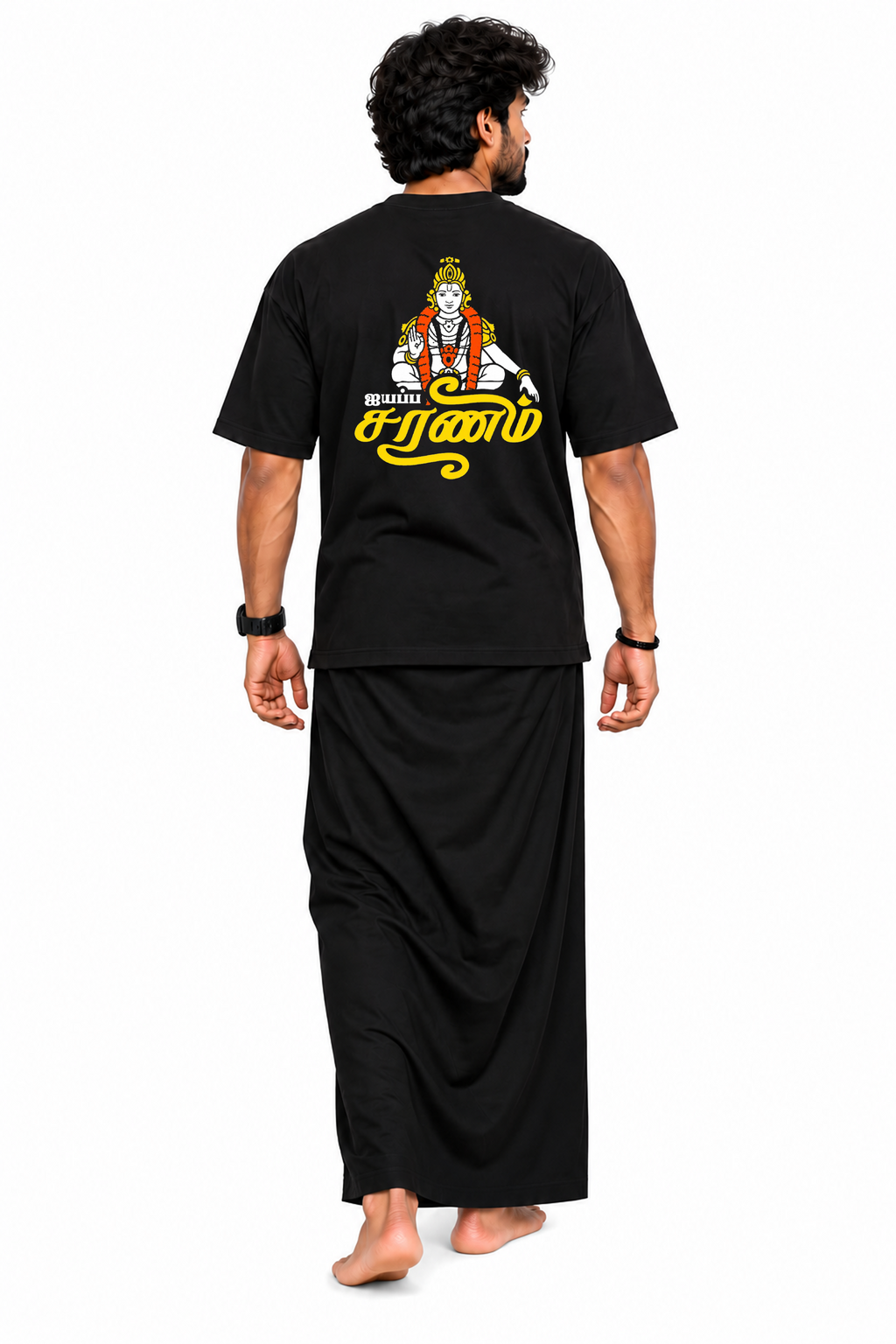 Ayyappa Saranam Oversize T-Shirt + veshti+ Thundu ( COMBO )