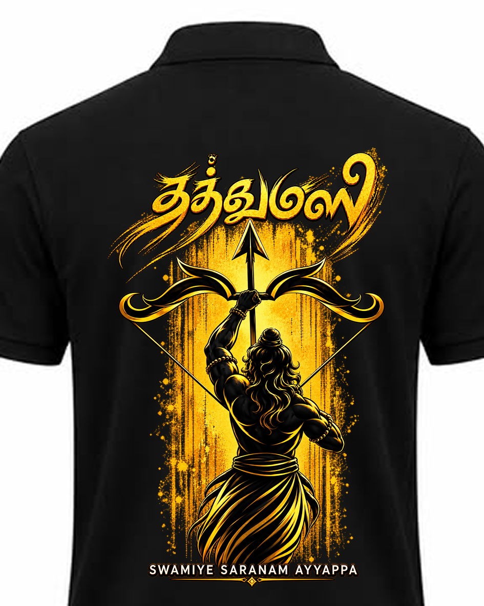 Ayyappa Royal Gold Polo T Shirt + Veshti + Thundu ( COMBO )