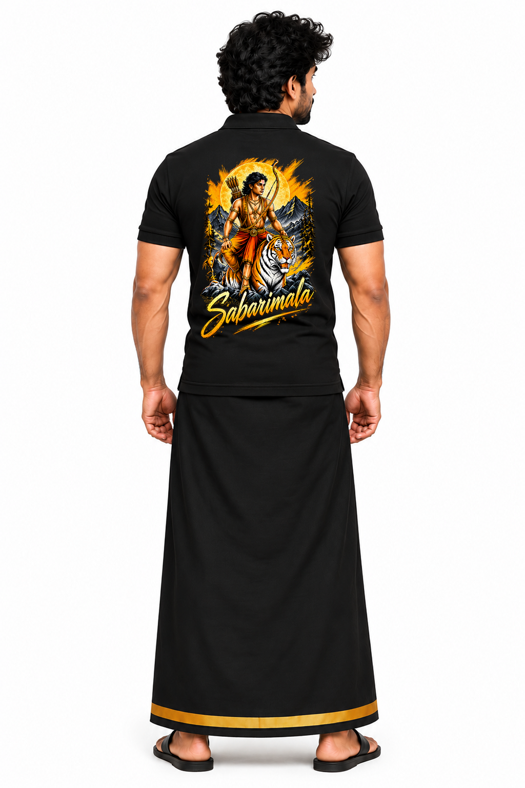 Sabarimala Veera Polo T Shirt + Veshti + Thundu ( COMBO )