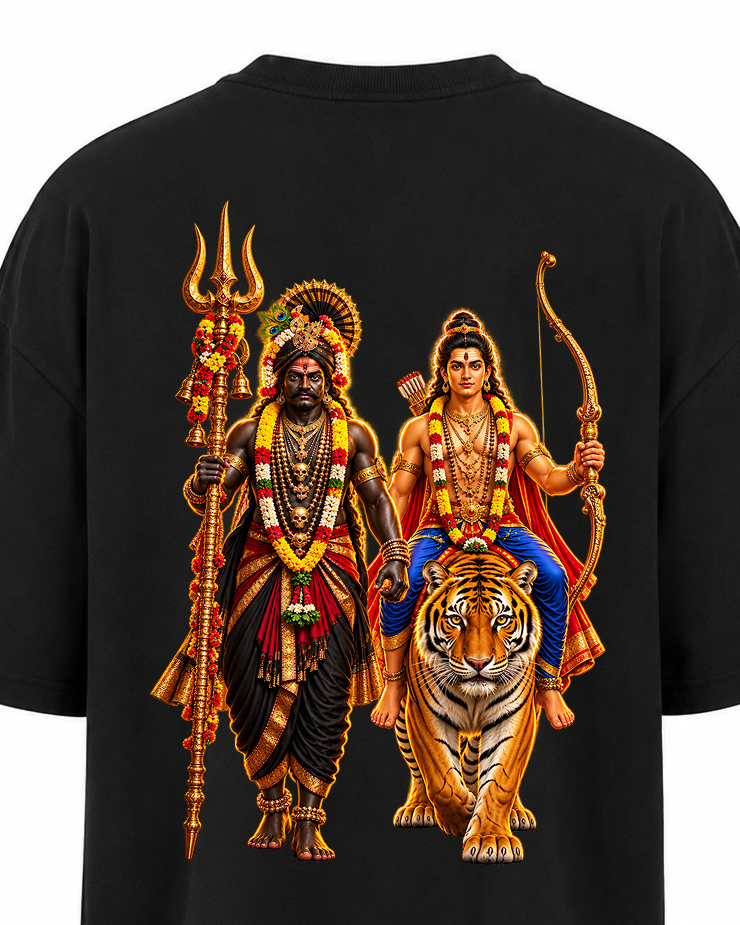 Ayyappa and  Kruppu Samy Oversize T Shirt + Veshti + Thundu ( COMBO )