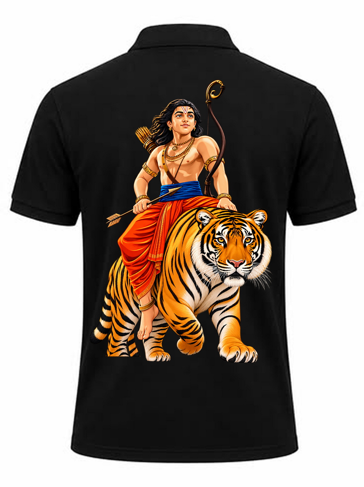 Swami Tiger Ride Pocket Polo T Shirt + Veshti + Thundu ( COMBO )