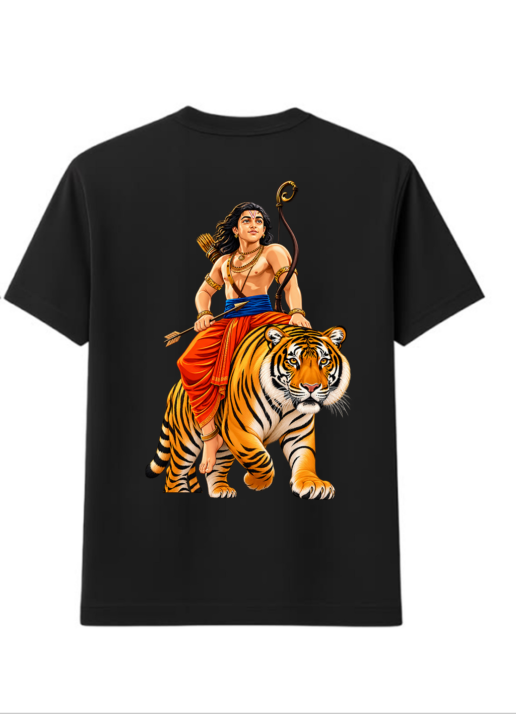 Swami Tiger Ride Round Neck T Shirt + Veshti + Thundu ( COMBO )