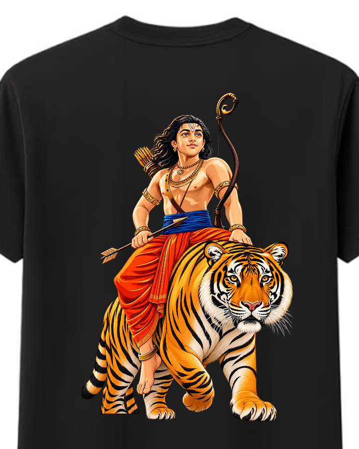 Swami Tiger Ride Round Neck T Shirt + Veshti + Thundu ( COMBO )