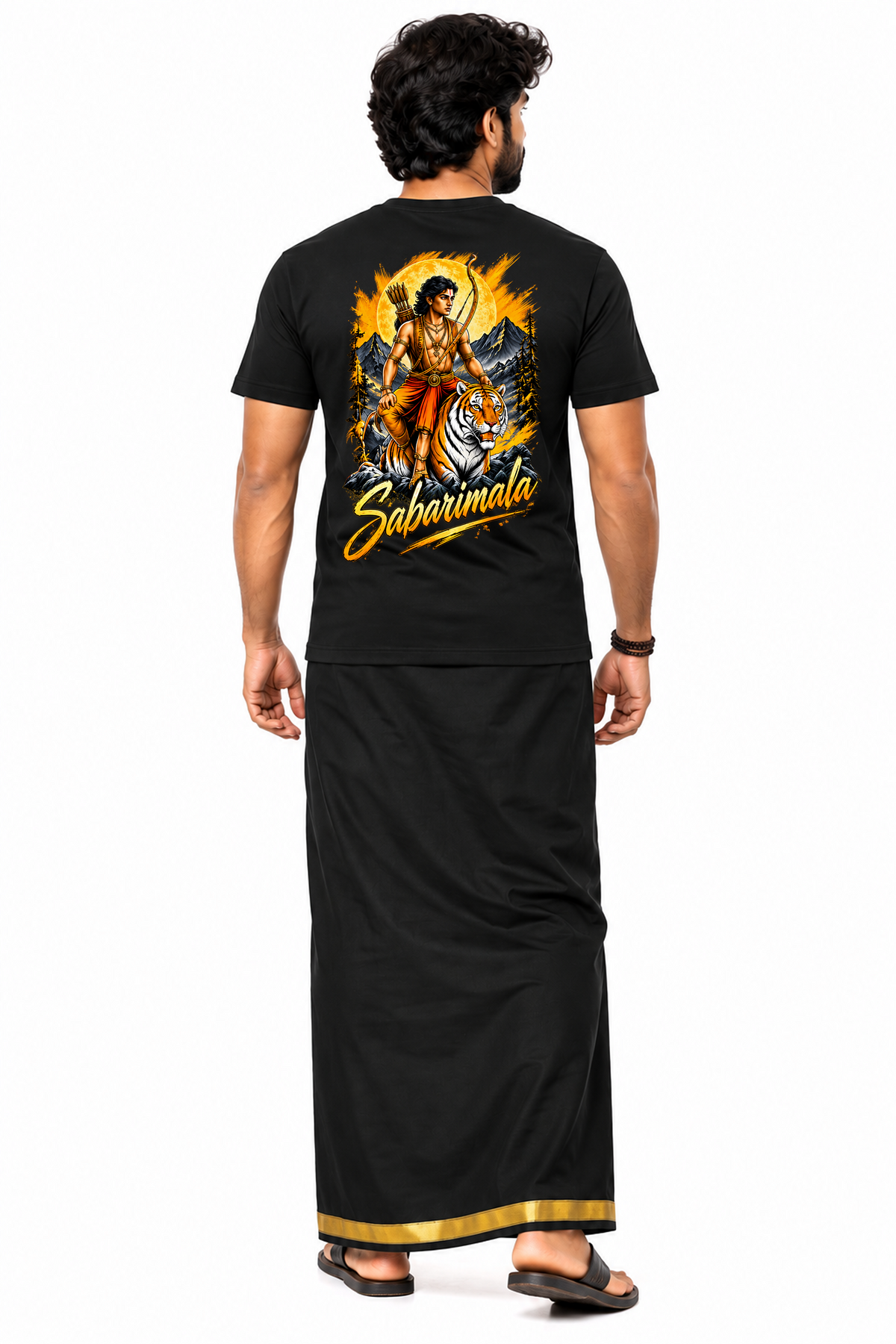 Sabarimala Veera Round Neck T Shirt + Veshti + Thundu ( COMBO )