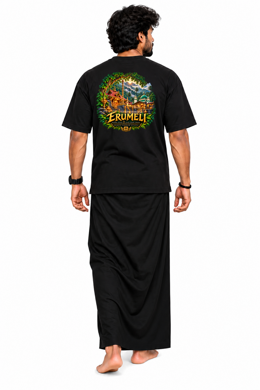 Erumeli Oversize T Shirt + Veshti + Thundu ( COMBO )