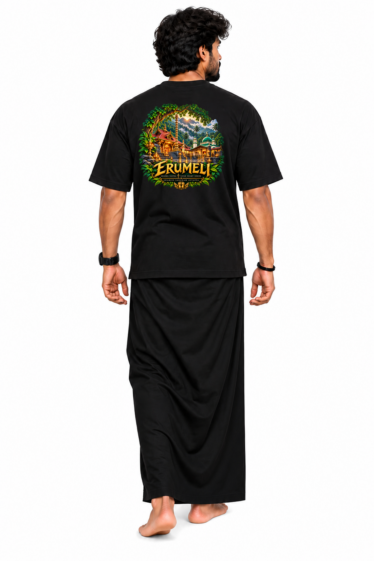 Erumeli Oversize T Shirt + Veshti + Thundu ( COMBO )