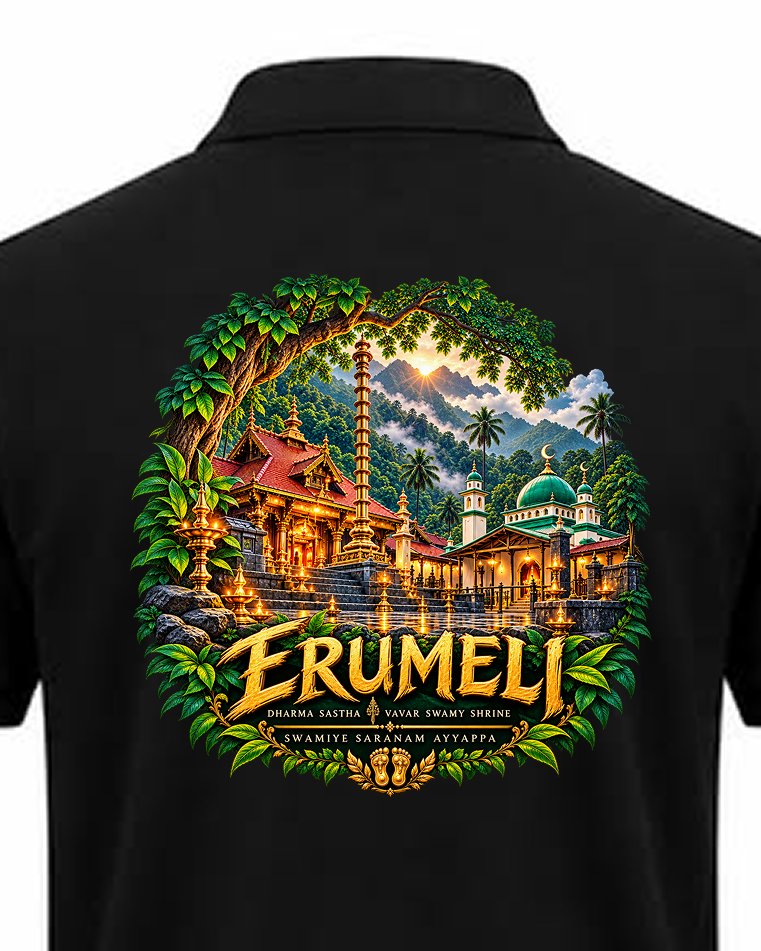 Erumeli Polo T Shirt + Veshti + Thundu ( COMBO )
