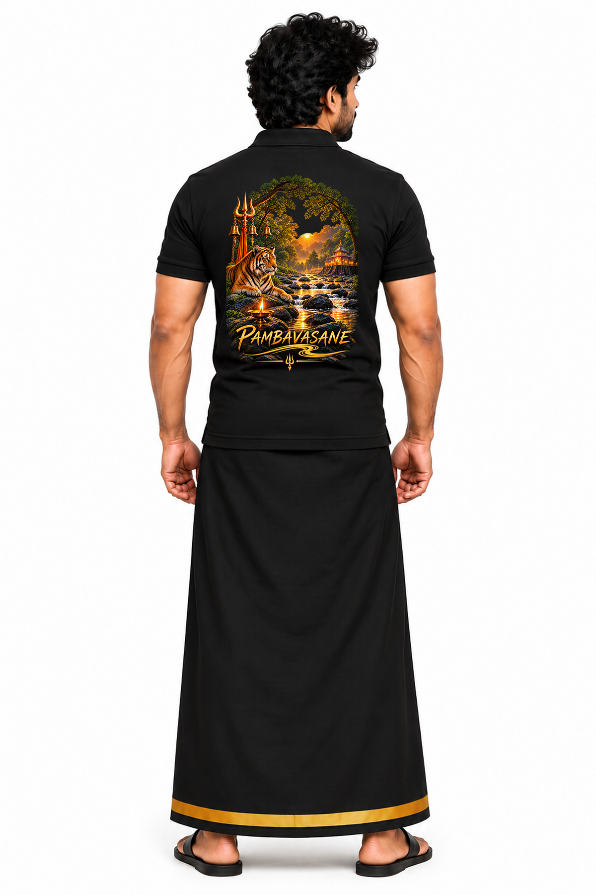 Pambavasan Polo T Shirt + Veshti + Thundu ( COMBO )