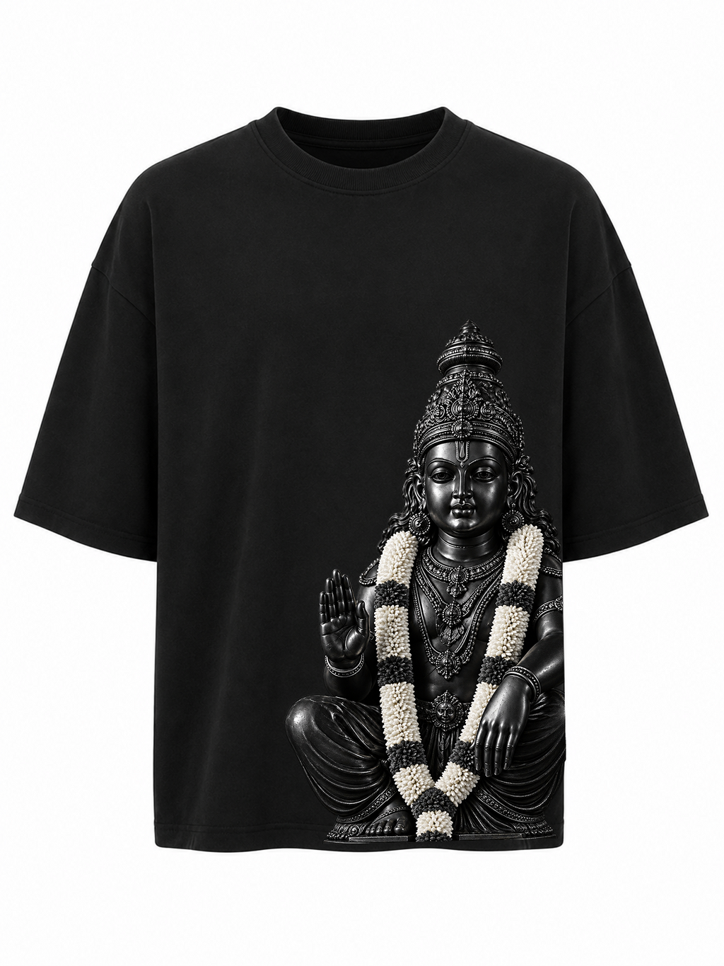 Front Ayyappa Oversize T Shirt + Veshti + Thundu ( COMBO )