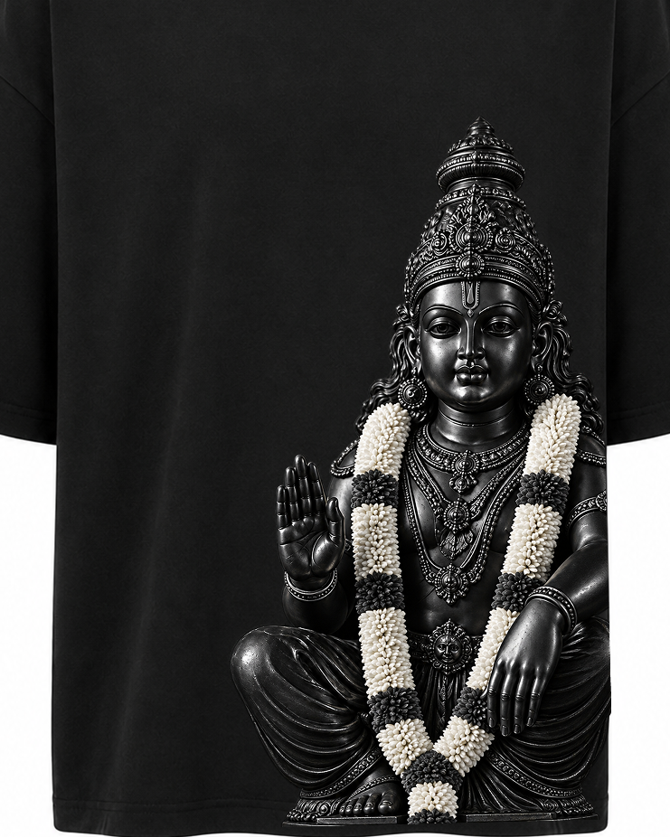 Front Ayyappa Oversize T Shirt + Veshti + Thundu ( COMBO )