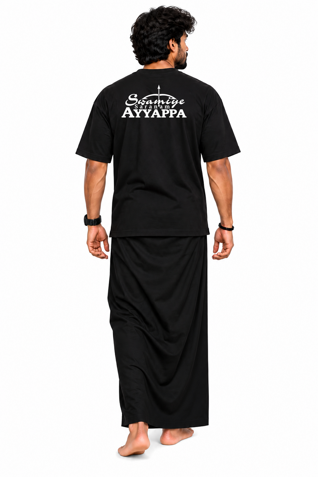 Front Ayyappa Oversize T Shirt + Veshti + Thundu ( COMBO )
