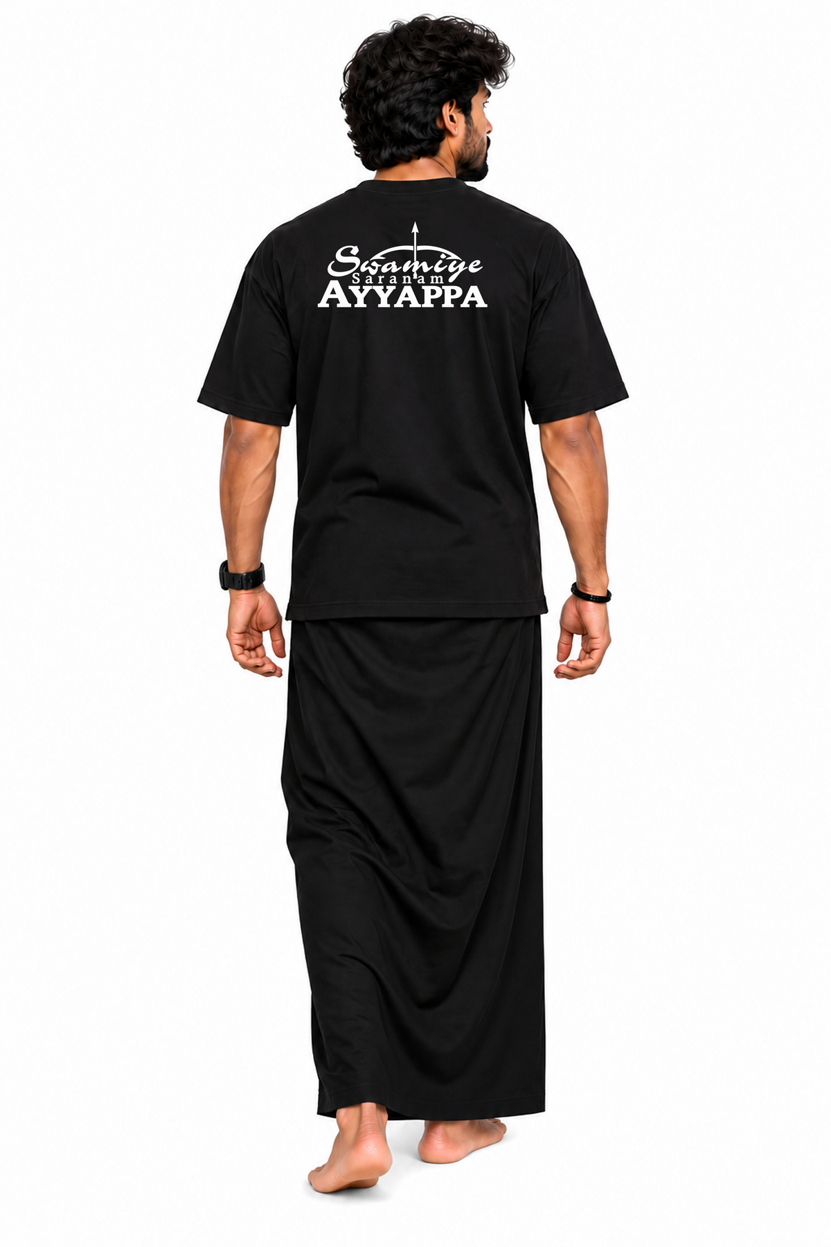 Front Ayyappa Oversize T Shirt + Veshti + Thundu ( COMBO )