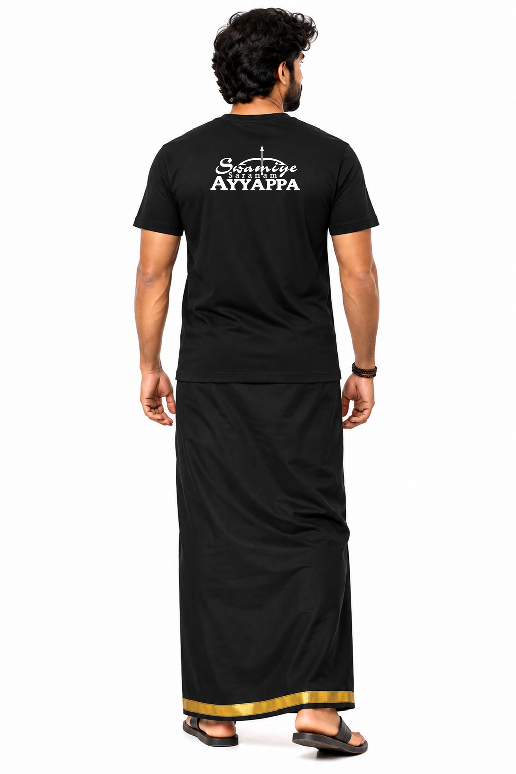 Front Ayyappa Round Neck T Shirt + Veshti + Thundu ( COMBO )