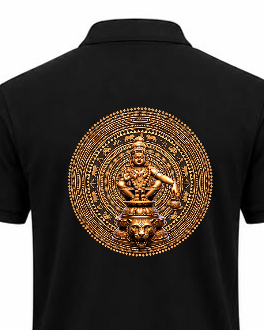 Ayyappa Chakra Polo T Shirt + Veshti + Thundu ( COMBO )