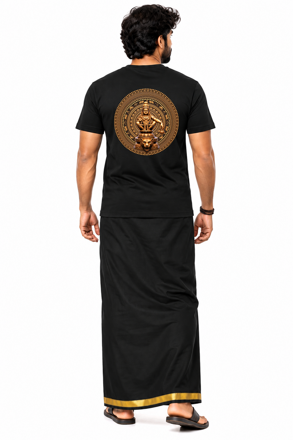 Ayyappa Chakra Round Neck T Shirt + Veshti + Thundu ( COMBO )