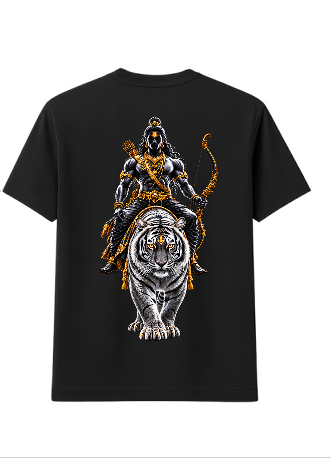 White Tiger Legend Round Neck T Shirt + Veshti + Thundu ( COMBO )