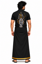 White Tiger Legend Polo T Shirt + Veshti + Thundu ( COMBO )