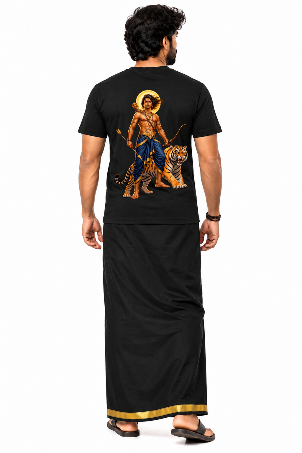 Puli Vahanan Round Neck T Shirt + Veshti + Thundu ( COMBO )