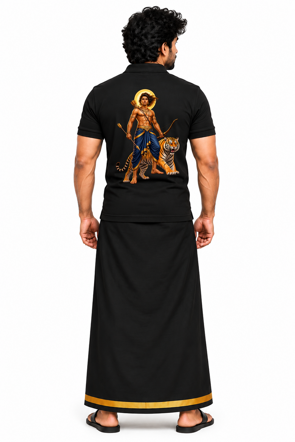 Puli Vahanan Polo T Shirt + Veshti + Thundu ( COMBO )
