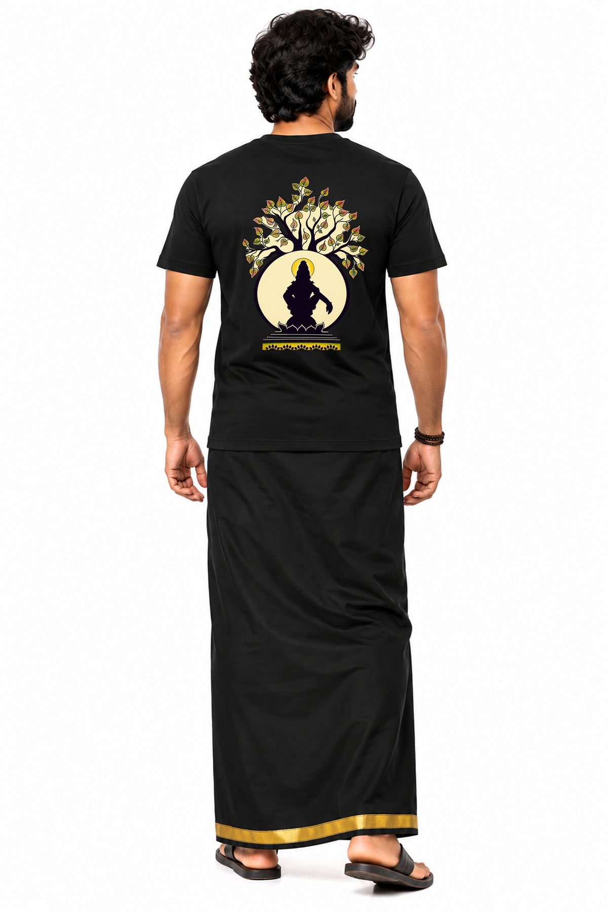 Ayyappa Soul Tree Round Neck T-Shirt Combo – T-Shirt + Veshti + Thundu