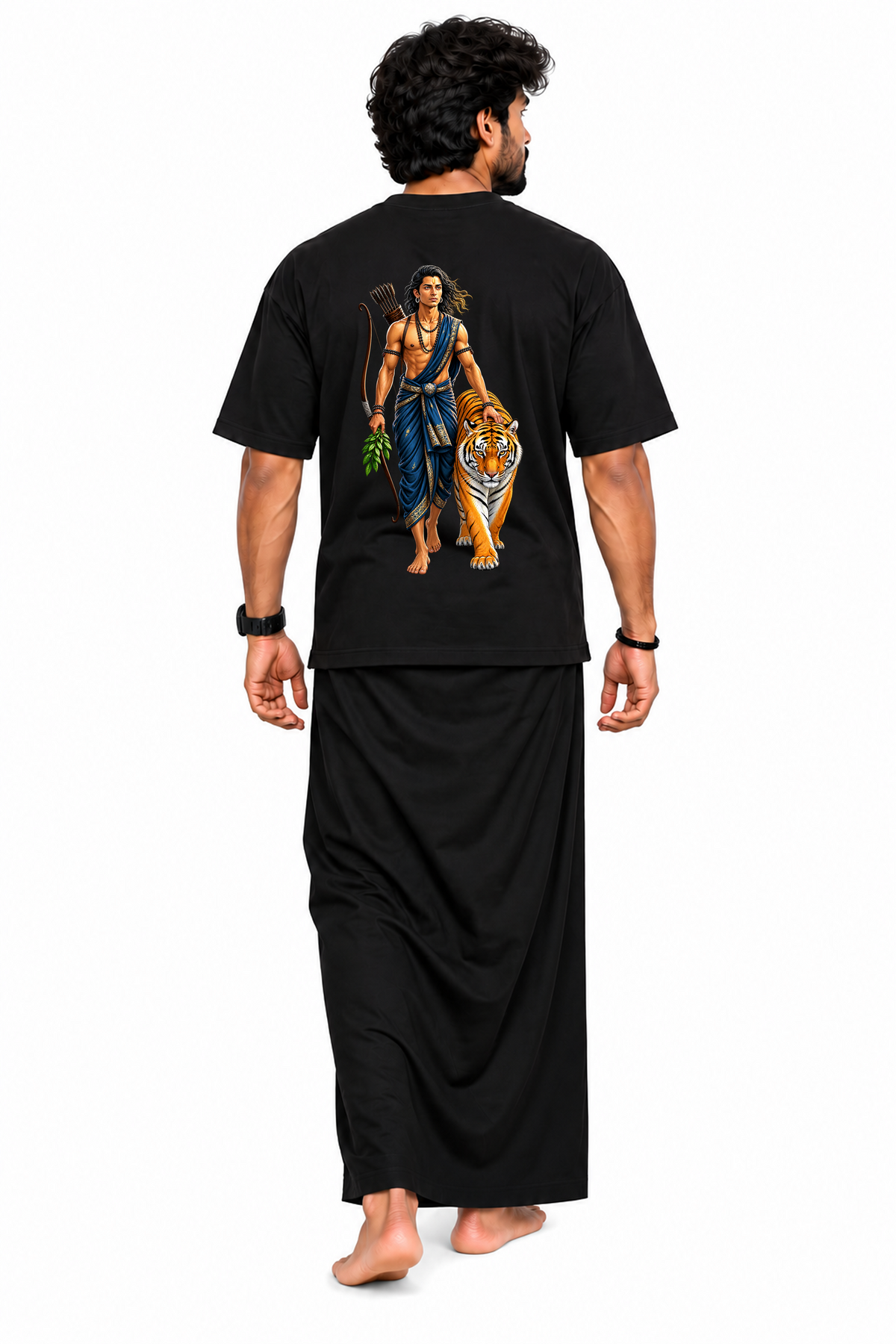 Ayyappa Wild Soul Oversize T Shirt + Veshti + Thundu ( COMBO )
