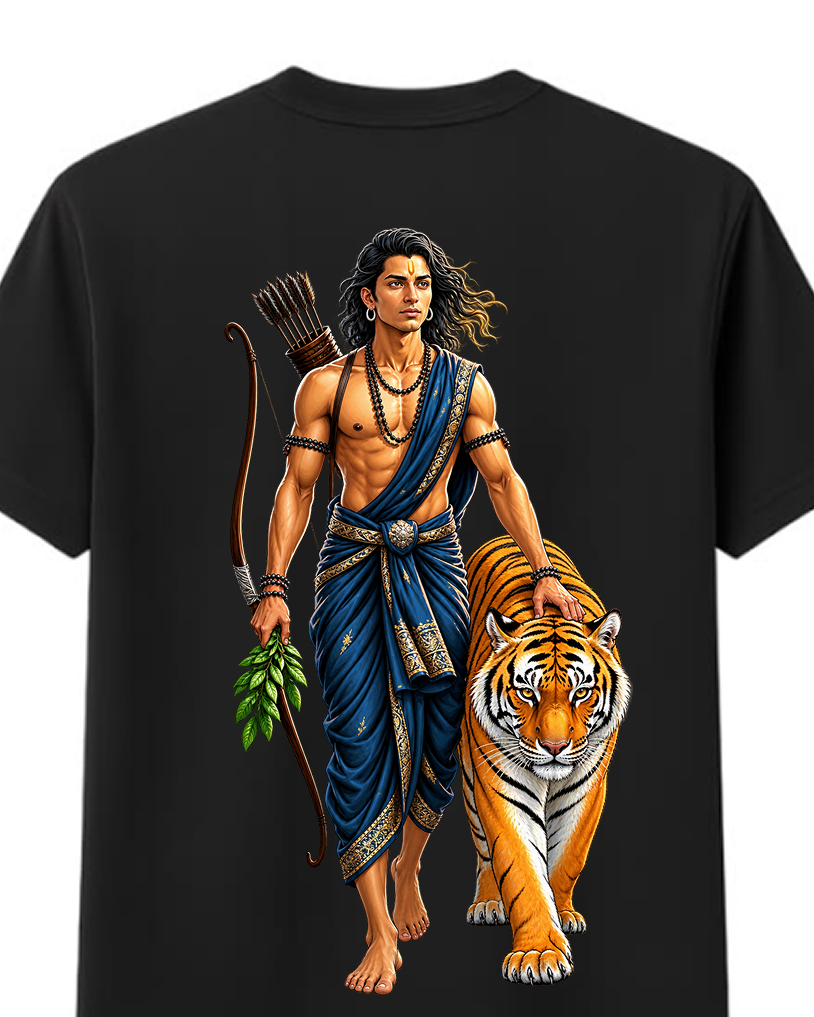 Ayyappa Wild Soul Round Neck T Shirt + Veshti + Thundu ( COMBO )