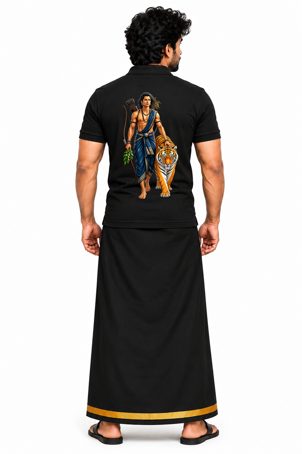Ayyappa Wild Soul Polo T Shirt + Veshti + Thundu ( COMBO )