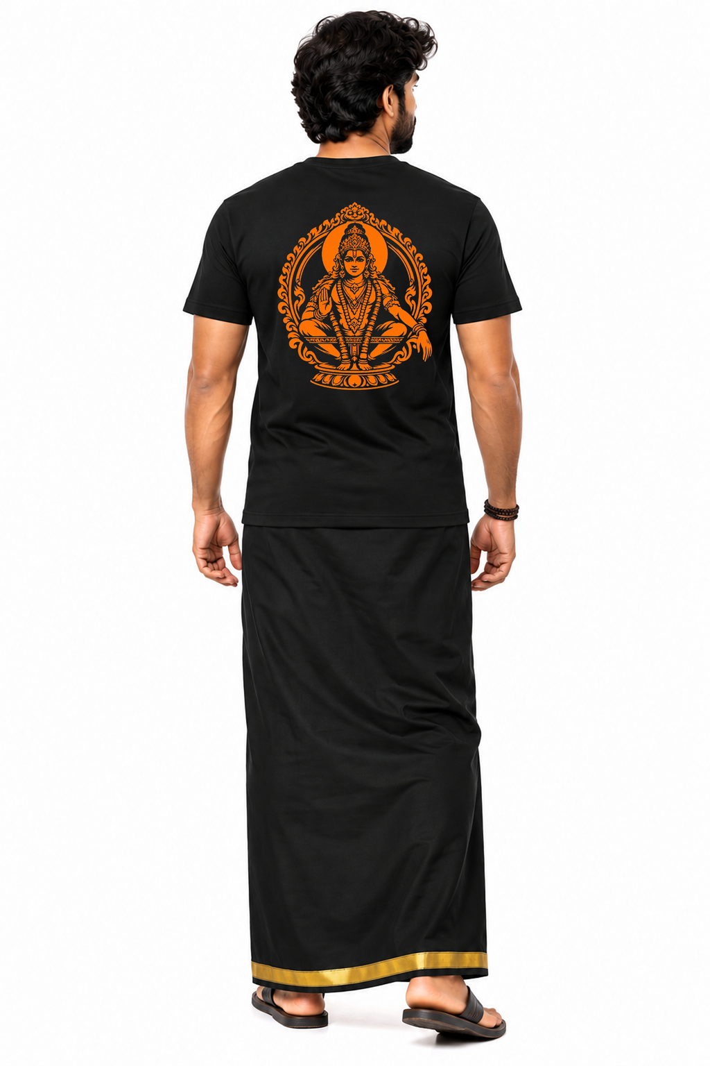 Orange Devotion Oversize T Shirt + Veshti + Thundu ( COMBO )