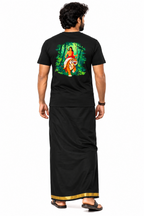 Green Warrior Ayyappa Round Neck T Shirt + Veshti + Thundu ( COMBO )