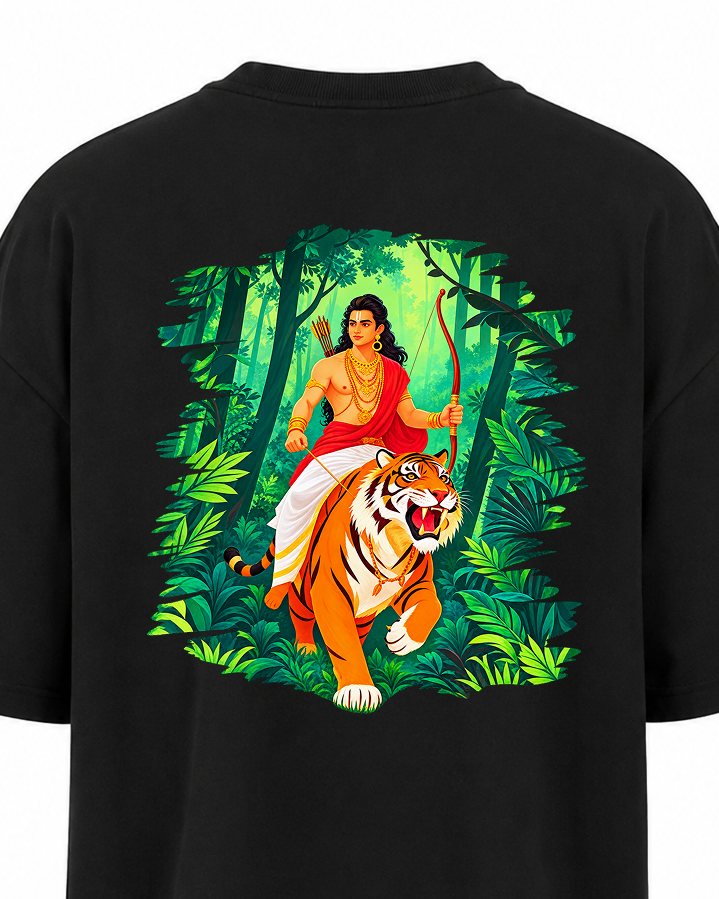 Green Warrior Ayyappa Oversize T Shirt + Veshti + Thundu ( COMBO )