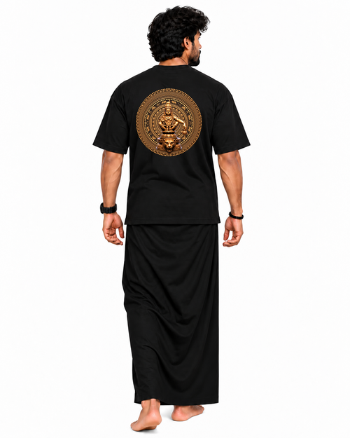 Ayyappa Chakra Oversize T Shirt + Veshti + Thundu ( COMBO )