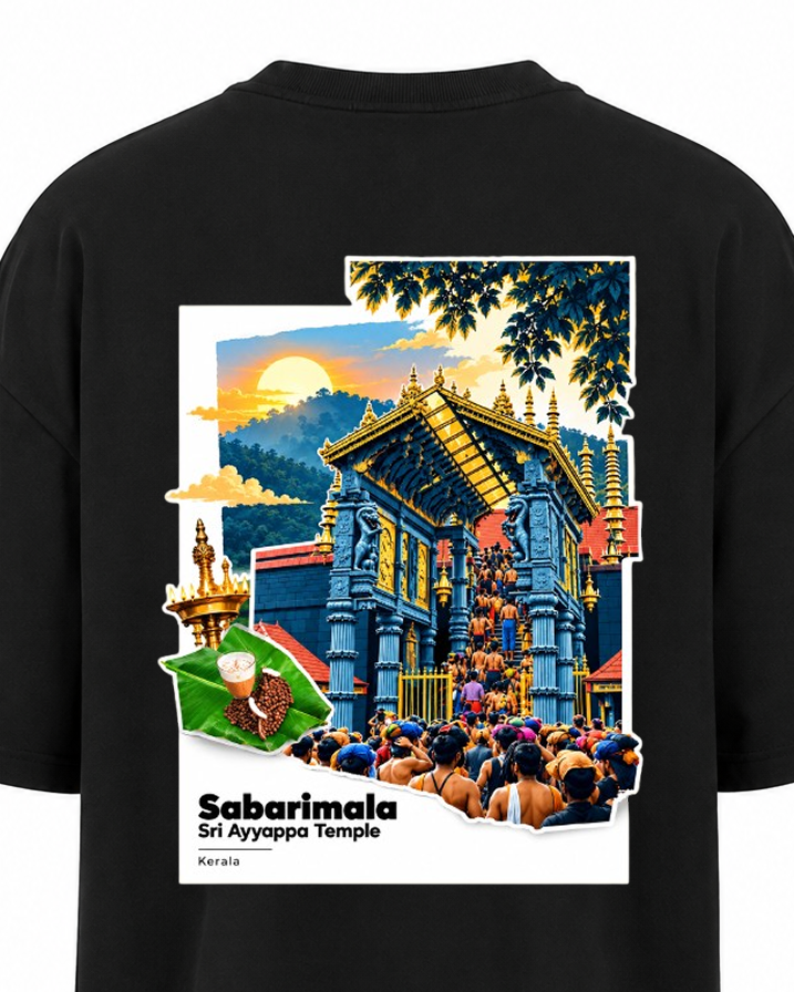 Sabarimala Yatra Black Oversize T-Shirt + Veshti + Thundu