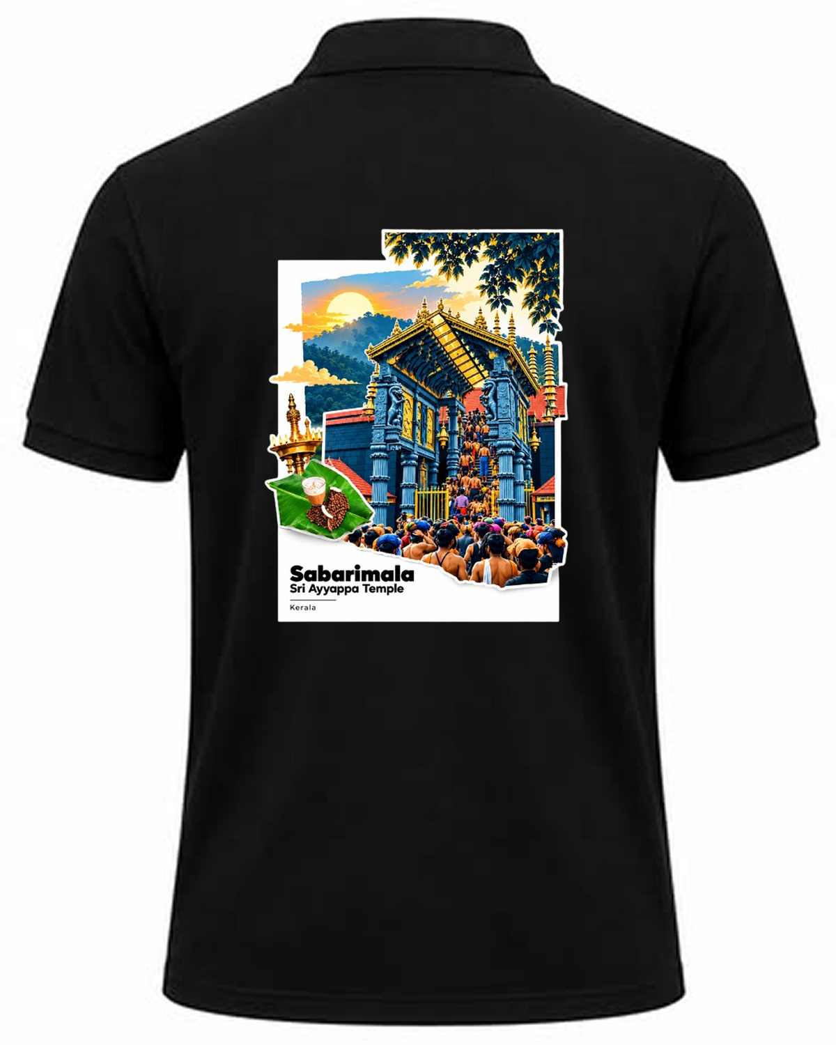 Sabarimala Yatra Black Polo T-Shirt + Veshti + Thundu (COMBO)