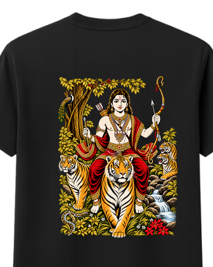 Ayyappa Mythological Art Round Neck Tee + Veshti + Thundu (COMBO)