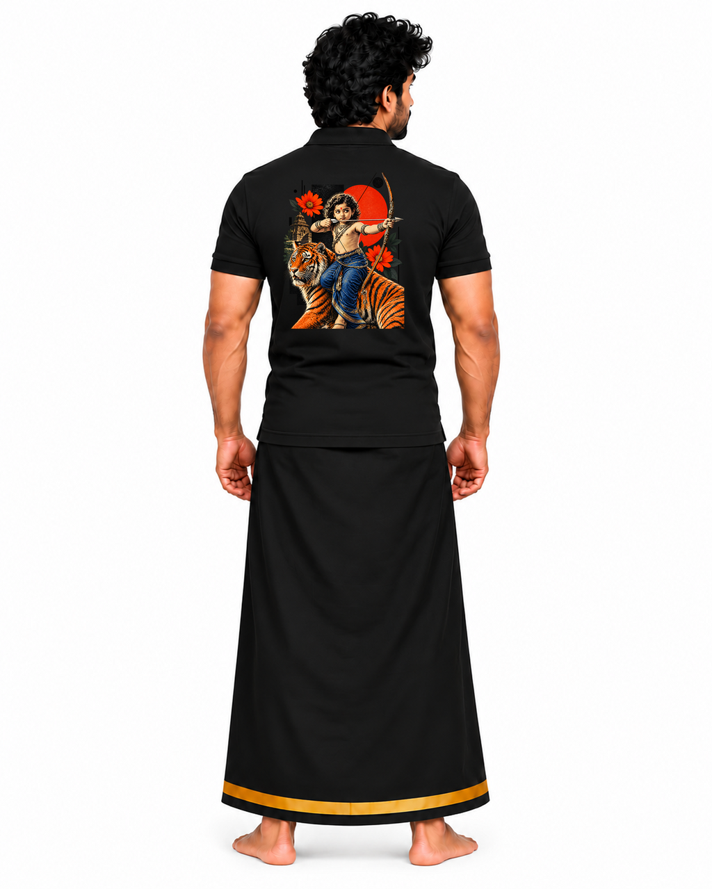 Bala Ayyappa Polo T-Shirt + Veshti + Thundu (COMBO)
